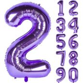 Patladı Gitti 32-34 inç 80 cm 2 İki Rakam Mor Folyo Balon