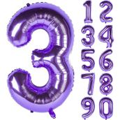 Patladı Gitti 32-34 inç 80 cm 3 Üç Rakam Mor Folyo Balon