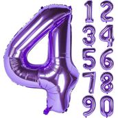 Patladı Gitti 32-34 inç 80 cm 4 Dört Rakam Mor Folyo Balon