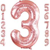 Patladı Gitti 32-34 inç 82 cm 3 Üç Rakam Rose Gold Folyo Balon