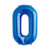 Patladı Gitti 34 inç 76-82 cm 0 Rakam Mavi Folyo Balon