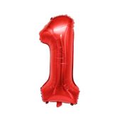 Patladı Gitti 34 inç 76-82 cm 1 Rakam Kırmızı Folyo Balon