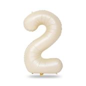Patladı Gitti 34 inç 76-82 cm 2 Rakam Krem Folyo Balon