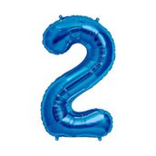 Patladı Gitti 34 inç 76-82 cm 2 Rakam Mavi Folyo Balon