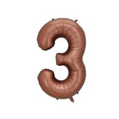 Patladı Gitti 34 inç 76-82 cm 3 Rakam Karamel Folyo Balon