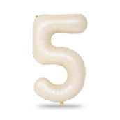 Patladı Gitti 34 inç 76-82 cm 5 Rakam Krem Folyo Balon