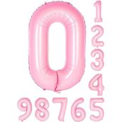 Patladı Gitti 34 inç 76 cm 0 Sıfır Rakam Pembe Folyo Balon