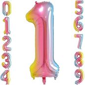 Patladı Gitti 34 inç 76 cm 1 Bir Rakam Gökkuşağı Folyo Balon