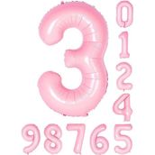 Patladı Gitti 34 inç 76 cm 3 Üç Rakam Pembe Folyo Balon