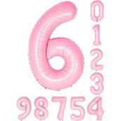 Patladı Gitti 34 inç 76 cm 6 Altı Rakam Pembe Folyo Balon
