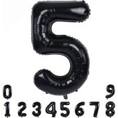 Patladı Gitti 34 inç 82 cm 5 Siyah Rakam Folyo Balon
