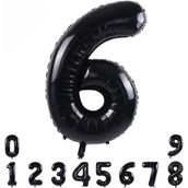 Patladı Gitti 34 inç 82 cm 6 Siyah Rakam Folyo Balon