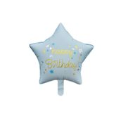 Patladı Gitti 45 cm Mavi Happy Birthday Yıldız Folyo Balon