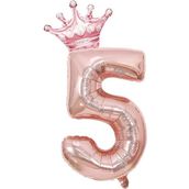 Patladı Gitti 5 Rakam Kral Tacı Rose Gold Folyo Balon Doğum Günü Parti Kutlama Seti