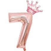 Patladı Gitti 7 Rakam Kral Tacı Rose Gold Folyo Balon Doğum Günü Parti Kutlama Seti
