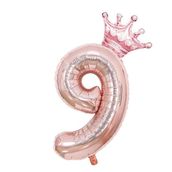 Patladı Gitti 9 Rakam Kral Tacı Rose Gold Folyo Balon Doğum Günü Parti Kutlama Seti