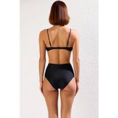 PayBuy Kadın Bikini Takımı Bralette Üst Hipster Alt Balensiz Yüksek Bel Kolsuz Örme Kumaş Düz Desen
