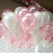 Pazarız 25 Adet Metalik Sedefli Pembe ve Beyaz Karışık Balon Helyumla Uçan Balon