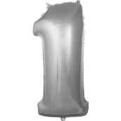 Pazarız 76 cm 34 Inc 1 Rakamı Folyo Gümüş Balon