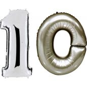 Pazarız 90 cm 10 Yaş Sayı Folyo Gümüş Balon