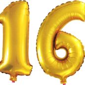 Pazarız 90 cm 16 Yaş Sayı Folyo Altın Balon