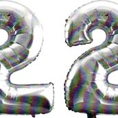 Pazarız 90 cm 22 Yaş Sayı Folyo Gümüş Balon
