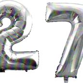 Pazarız 90 cm 27 Yaş Sayı Folyo Gümüş Balon