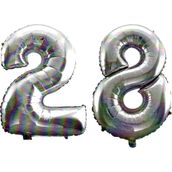 Pazarız 90 cm 28 Yaş Sayı Folyo Gümüş Balon