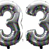 Pazarız 90 cm 33 Yaş Sayı Folyo Gümüş Balon