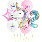 Pazarız Gökkuşağı Rakam Unicorn Folyo 2 Yaş Balon Seti