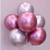 Pazarız Parti Balonu Krom Gümüş-Pembe 5 Adet Balon