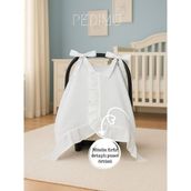 Pedimu %100 Pamuk Fırfırlı Detaylı Müslin Puset Örtüsü – Nefes Alan Yumuşak Kumaş - Beyaz