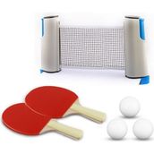 Pekial Mekanizmalı Ayarlanabilir Masa Tenisi Filesi + 2 Raket 3 Top Set - Renkli
