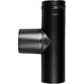 Pelet Soba Borusu Te 90 / 11 Cm / Çap: 8 Cm / Mat Siyah / 304 Krom / Contalı / Baba's Stove