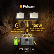 Pelsan 100W Şarjlı Taşınabilir Tripod Led Projektör