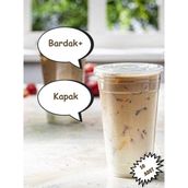 Pem Ambalaj 12 OZ Plastik Pet Milkshake Limonata Bardak Kapaklı 50 Adet