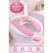 Pembe Katlanabilir Çocuk Klozet Adaptörü Taşınabilir Kaymaz Tuvalet Eğitimi Aparatı