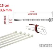 Pemsan 15CM x 3,6mm Plastik Kelepçe Beyaz ( Kablo Bağı) - 15cm x 3, 6mm