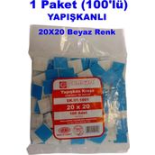 Pemsan Yapışkan Kare Kroşe 20X20 Beyaz (100Lü Paket)
