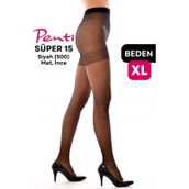 Penti Mat İnce 15 Den 500 Black No 4 X Large Süper Külotlu Çorap