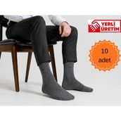 Pera Socks Erkek Bambu Çorap 10'lu Gri – Nefes Alan, Terletmeyen, Dikişsiz Burun, Esnek Lastik, Günlük & Klasik Kullanım - 40 - 44