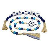 Perfeso.L Ev Dekoru için Boncuk Çelenk - 2 Parça Set Plaj Ahşap Blok İşareti ve Boho Püskül Çelenk - Mantel için Dekoratif Ahşap Boncuk Çelenk, Sehpa, Katmanlı Tepsi - Modern Deniz Dekorasyonu