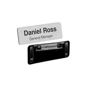 Personel Yaka İsimliği Gümüş Gri 2 Adet İğneli Ve Klipsli Yaka Kartı 33X68 Mm Personel Büro Ofis Şirket İş Yeri