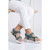 Petrol Mavisi Cırtlı Işıklı Hafif Unisex Çocuk Sandalet Sage F