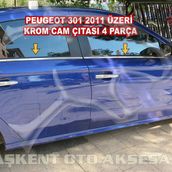 Peugeot 301 2012 Üzeri Paslanmaz Çelik 4 Parça Krom Cam Çıtası