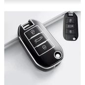 Peugeot 301 308 208 508 2008 3008 Citroen C3 C4 Opel Combo Nano Sustalı Anahtar Kılıfı Siyah Gümüş