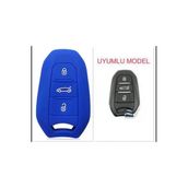 Peugeot 308 508 2008 3008 4008 5008 Uyumlu Silikon Anahtar Kılıfı (Sustasız) Mavi Renk
