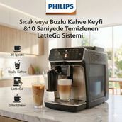 Philips 20 Farklı Kahve Seçenekli Tam Otomatik Espresso Makinesi, Lattego Süt Köpürtme Teknolojisi Kireç Önleyici Filtre ve Sessiz Çalışma - Siyah
