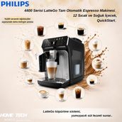 Philips 4400 Serisi Lattego Tam Otomatik Espresso Makinesi, 12 Sıcak ve Soğuk Içecek, Quickstart, EP4446/70 - Siyah - Gri