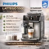 Philips 5500 Serisi Lattego Tam Otomatik Espresso Makinesi + 500 Gr. Kahveçekirdeği Hediye - 47*35*27 CM